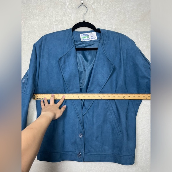 Vintage Samuel Robert by Peter Hatsi Androu Blue ultra suede blazer Size 6 - Picture 4 of 9